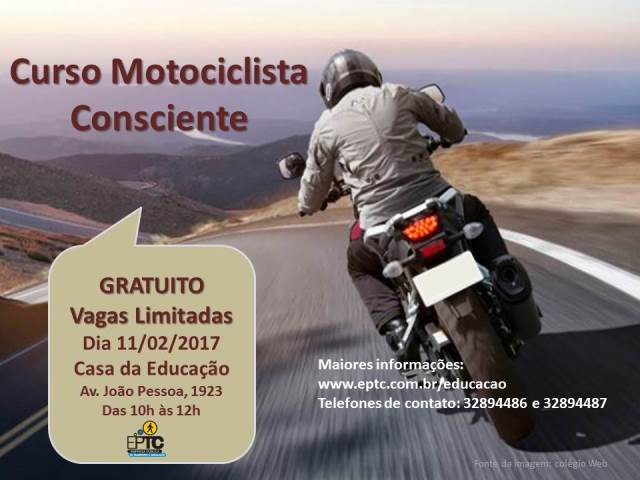 Palestra gratuita para Motociclistas dia 11/02/2017